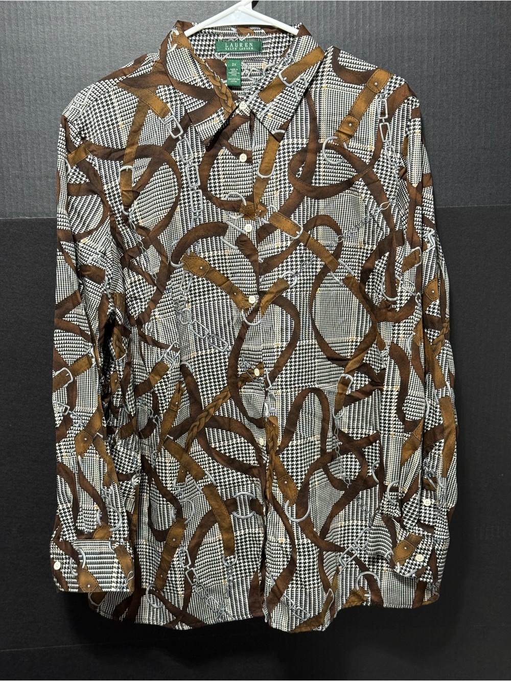 🍄VINTAGE LAUREN Ralph Lauren Equestrian Themed Button-up Blouse - Picture 1 of 12